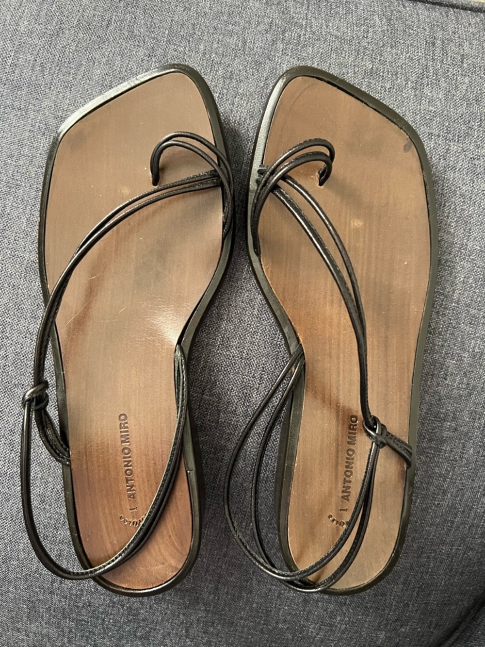 Black Strappy Flat Sandals